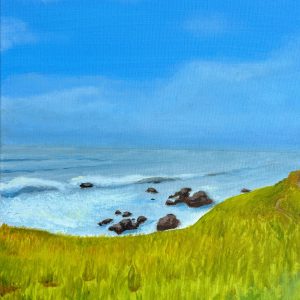 California Beach Oil on Canvas Painting