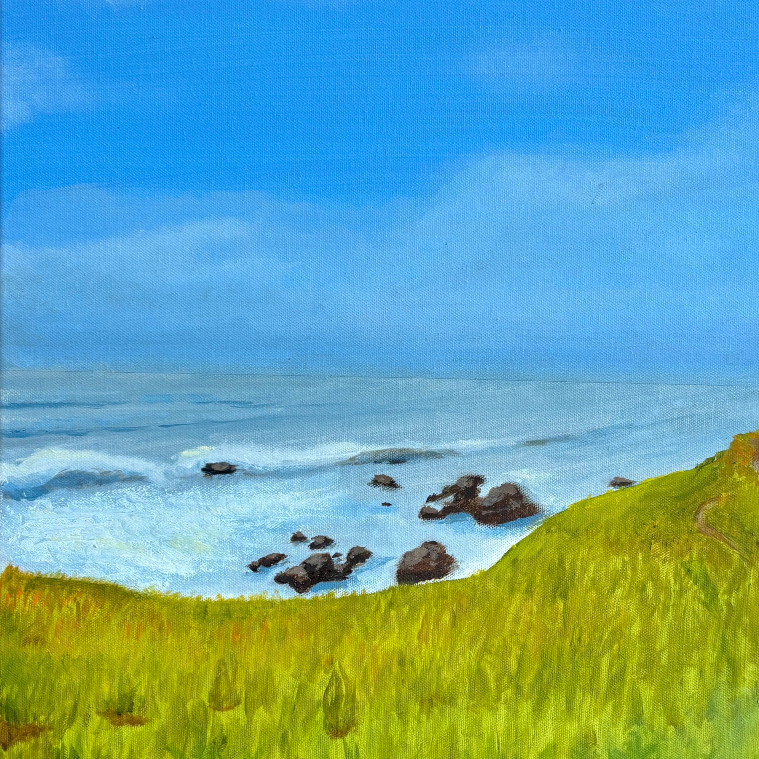 California Beach Oil on Canvas Painting